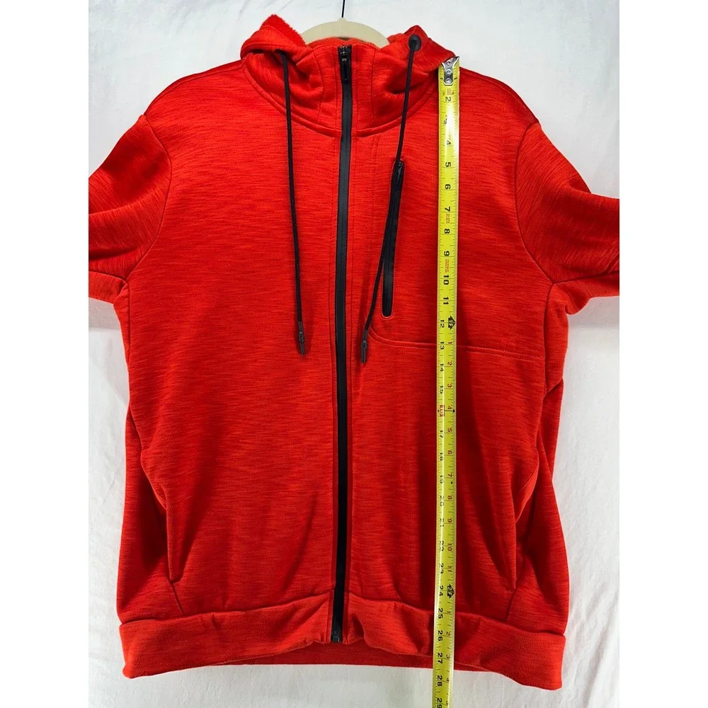 Adidas Full Zip Hoodie Mens 2XL Red Orange Heathered Athletic Jacket Logo Sleeve